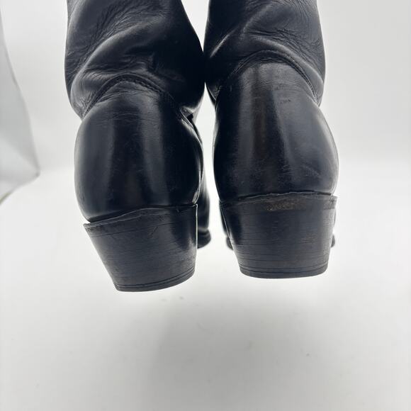 J. Chisholm Smooth Black Leather Western Boots Women's 7M Y2K Boho Vintage - Picture 16 of 16